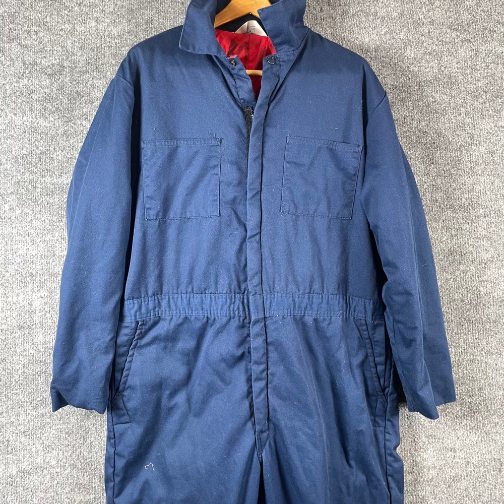 Vintage Walls Coveralls Mens Navy Blue Quilted Lined Workwear Suit Retro 80s USA